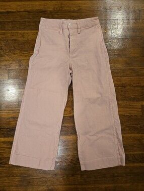Madewell 25 Blush Pink Wide Leg Crop Pants Patch Pocket High Rise SP19